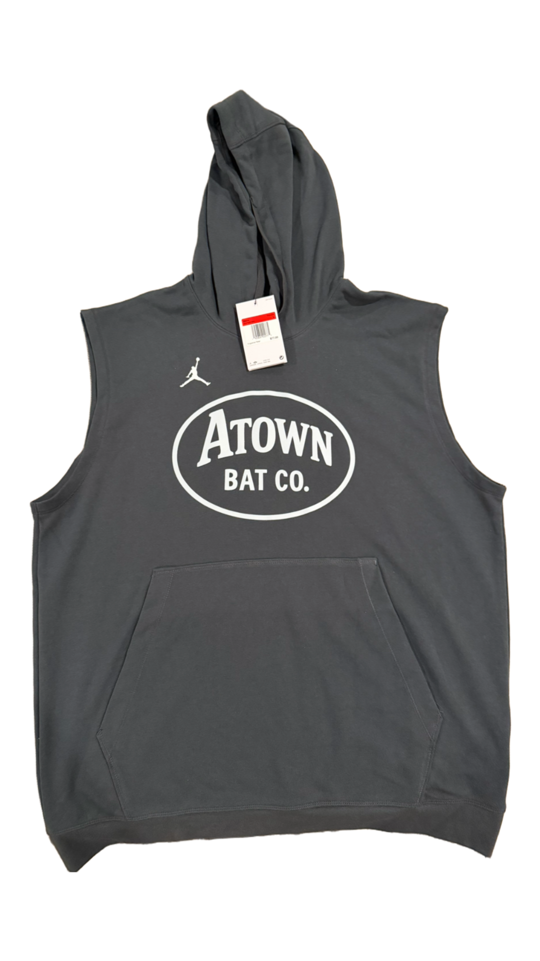 Atown Bat Co. Air Jordan Sleeveless Fleece French Terry Dri Fit Hoodie "Grey"